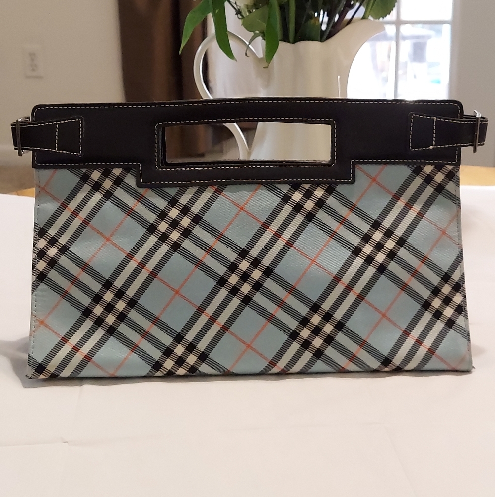 Burberry Nova Check Handbag, Canvas, Leather, Snap Close, Light Blue, RARE!!! - Picture 2 of 9